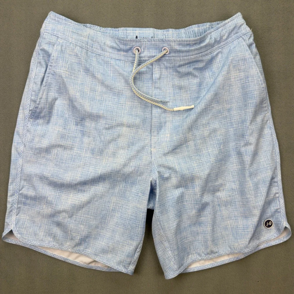 Johnnie-O Santa Monica Mens Blue Crosshatch Swim Trunks Board Shorts Size Medium